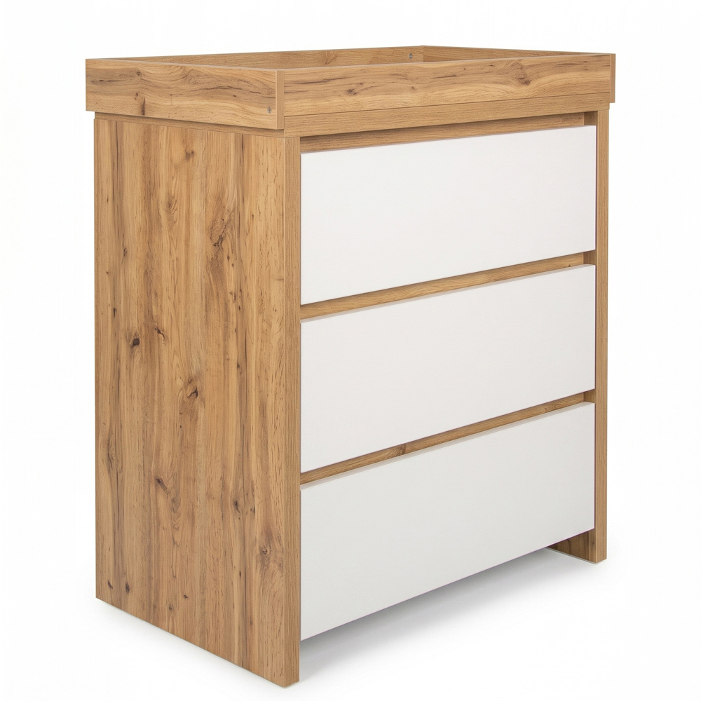 Shefa 880 3 Drawer Cremona Oak and White Kids Changing Unit Image 2
