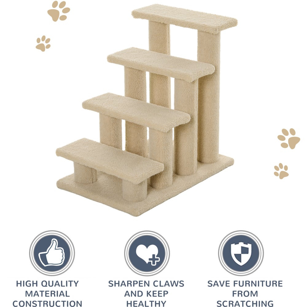 PawHut Brown 4 Stairs Cat Steps Image 8