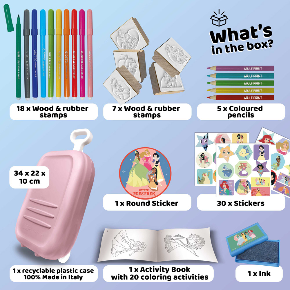 Multiprint Disney Princess Kids Colouring and Stamp Trolley Set Image 2