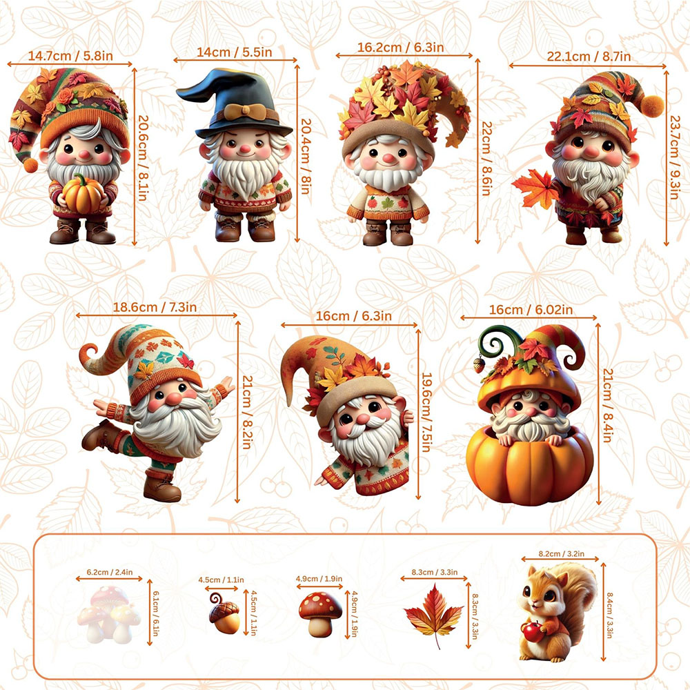 Walplus Halloween 111 Piece Autumn Whimsical Gnomes Window Cling Set Image 7