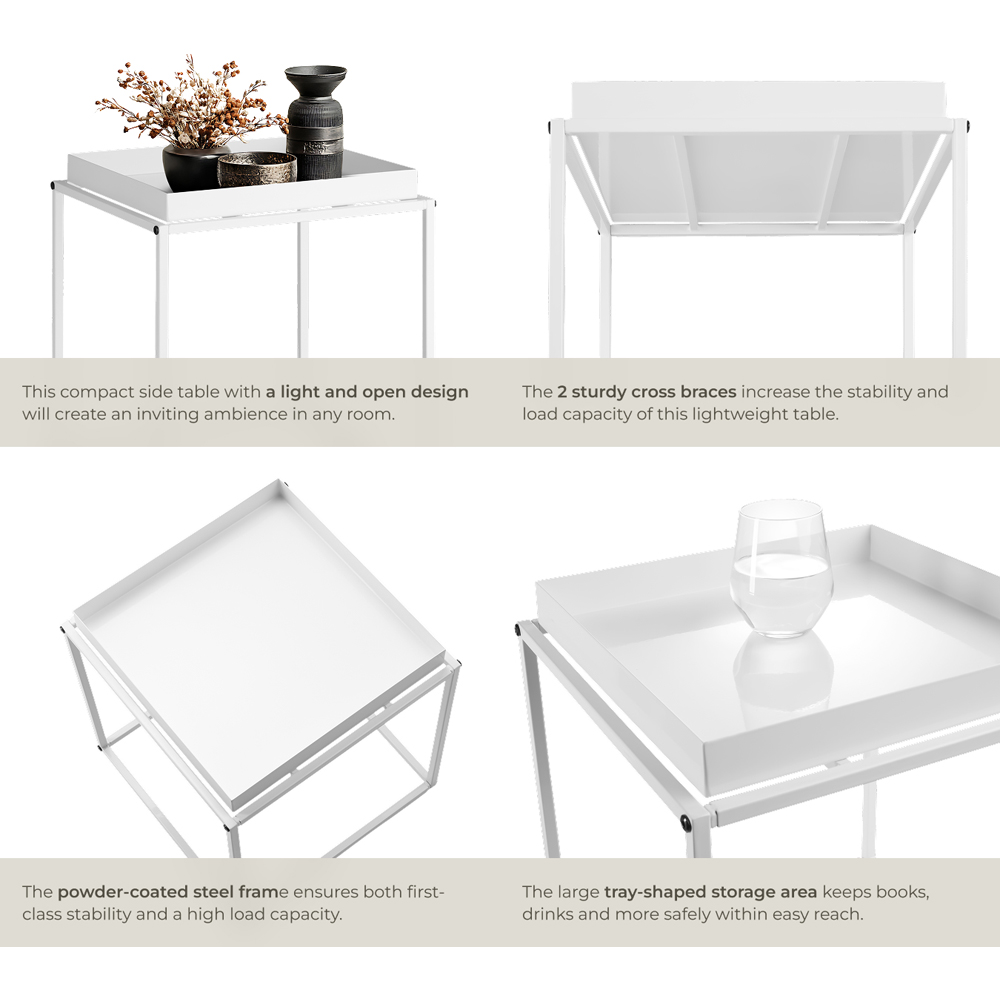 tectake Cambridge Single Shelf White Bedside Table Image 5