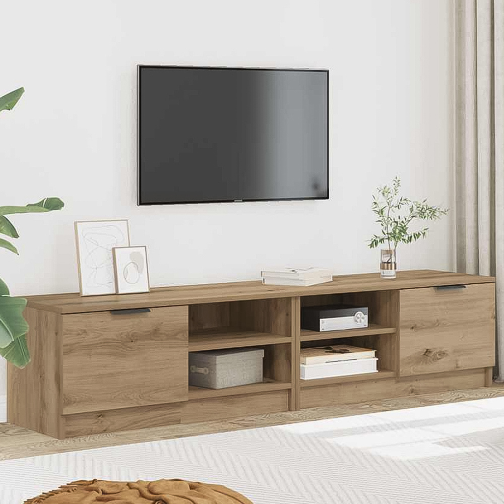 vidaXL Single Door 2 Shelf Artisan Oak TV Cabinet Set of 2 Image 1
