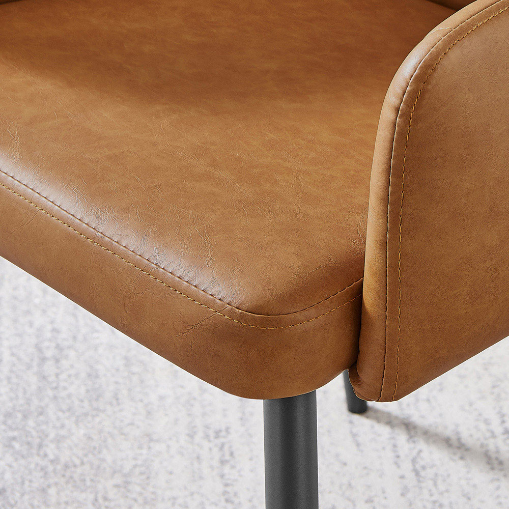 Furniturebox Cori Set of 2 Tan and Black Faux Leather Dining Chair Image 3