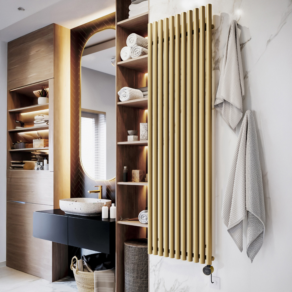 Terma Rolo-Room E Wi-Fi Brass Electric Radiator 1500W 2000 x 590mm Image 2