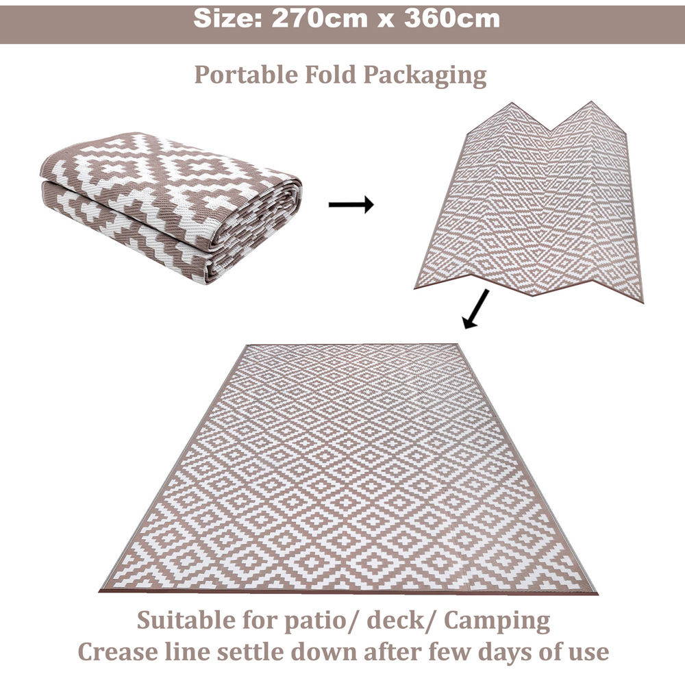Green Decore Bliss Taupe and White Camping and Picnic Rug 270 x 360cm Image 7