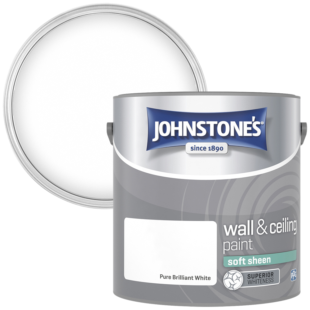 Johnstone's Brilliant White Vinyl Soft Sheen Emulsion Paint 2.5L Image 1