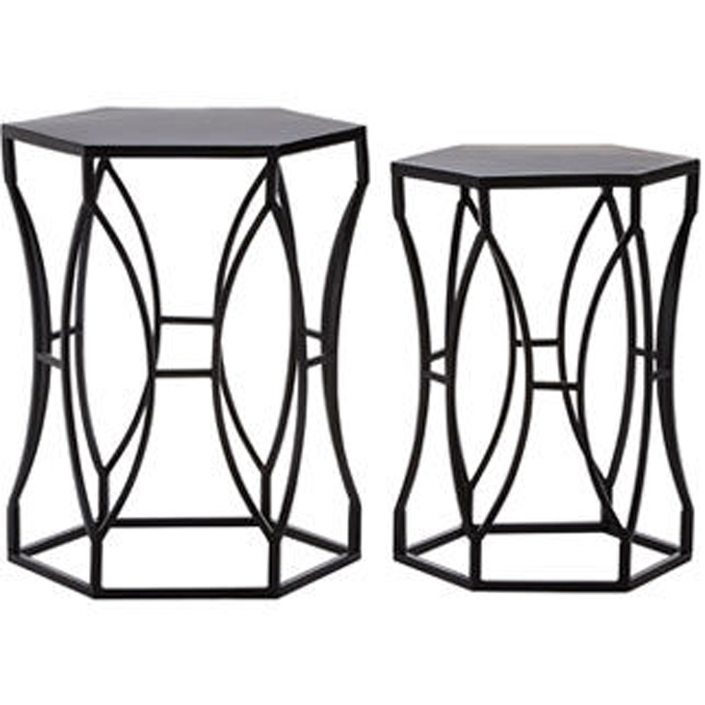 Premier Housewares Avantis Concave Black Table Set of 2 Image 2