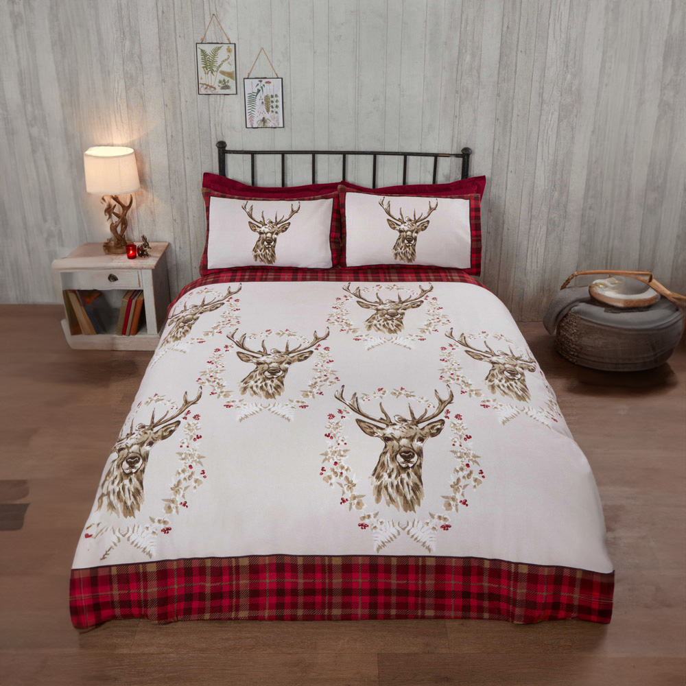 Rapport Home Single Red Brushed Cotton New Angus Stag Duvet Set Image 1