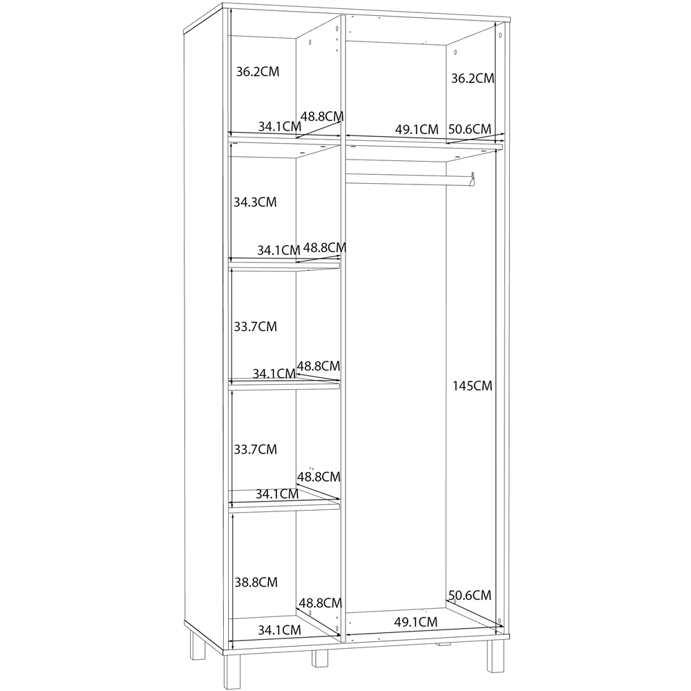 Florence Grafton 2 Door Cream and Oak Wardrobe Image 8
