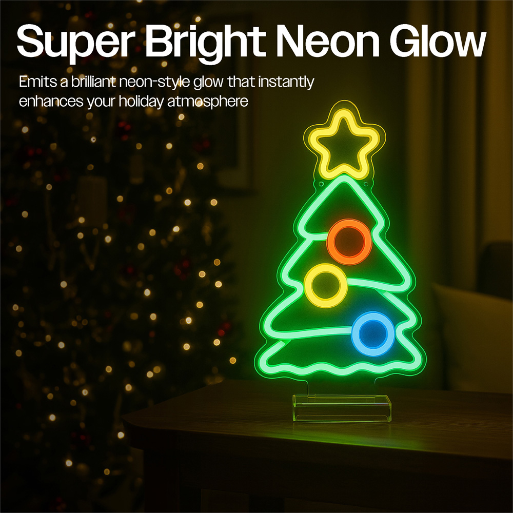Xmas Haus Neon LED Wall Mountable Christmas Tree 29 x 17cm Image 4