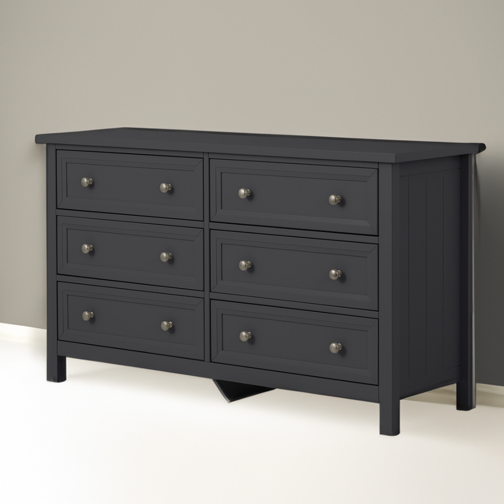 Julian Bowen Maine 6 Drawer Anthracite Wide Chest of Drawers Image 1