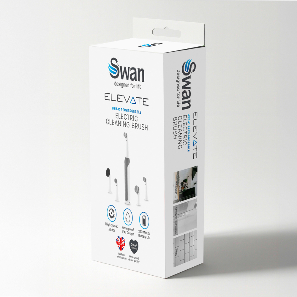 Swan Elevate Electric Cordless Cleaning Brush with 5 Interchangeable Heads Image 2