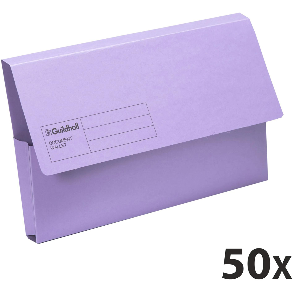 Exacompta A4 Plus Purple Foolscap Document Wallet 50 Pack Image 2