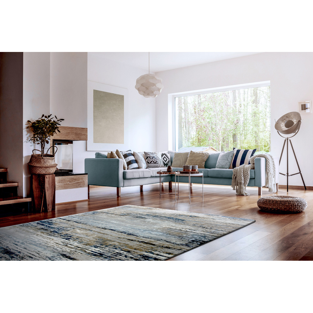 Esselle Home Solar Neptune Natural and Blue Rug 120 x 170cm Image 2