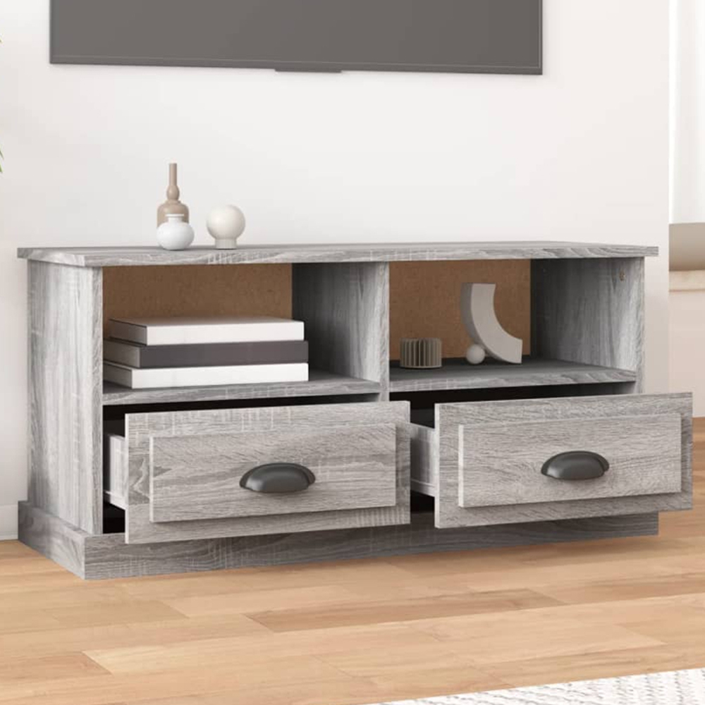 vidaXL 2 Drawer 2 Shelf Grey Sonoma TV Cabinet Image 1