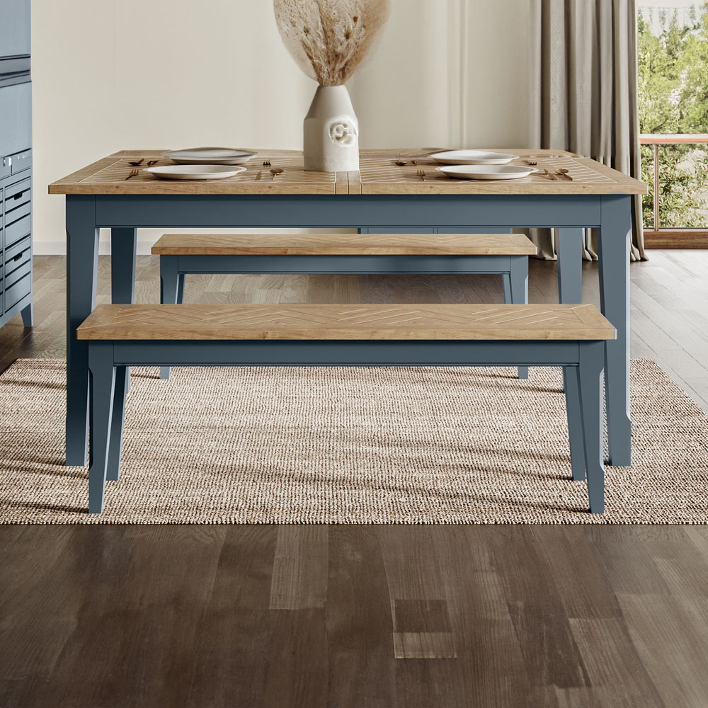 Baumhaus Signature 3 Seater Blue Dining Bench Image 4