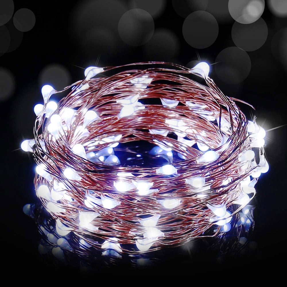 Shatchi 20 Sparkle White LED Gold Copper Wire Christmas String Light 2m 2 Pack Image 1