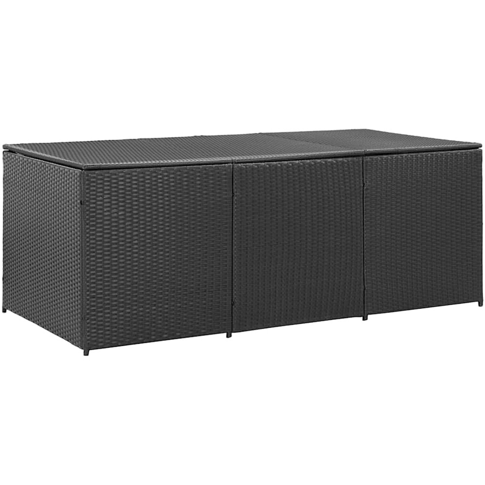 vidaXL 70 x 180 x 90cm Black Poly Rattan Garden Storage Box Image 1
