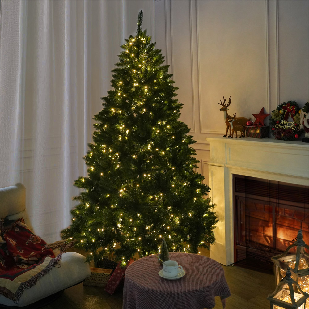 Abrihome Pre Lit Artificial Christmas Tree with Hinged Branches 7ft Image 2