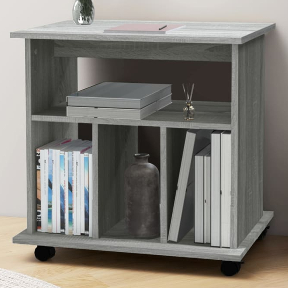 vidaXL 4 Shelf Grey Sonoma Rolling Storage Cabinet Image 1