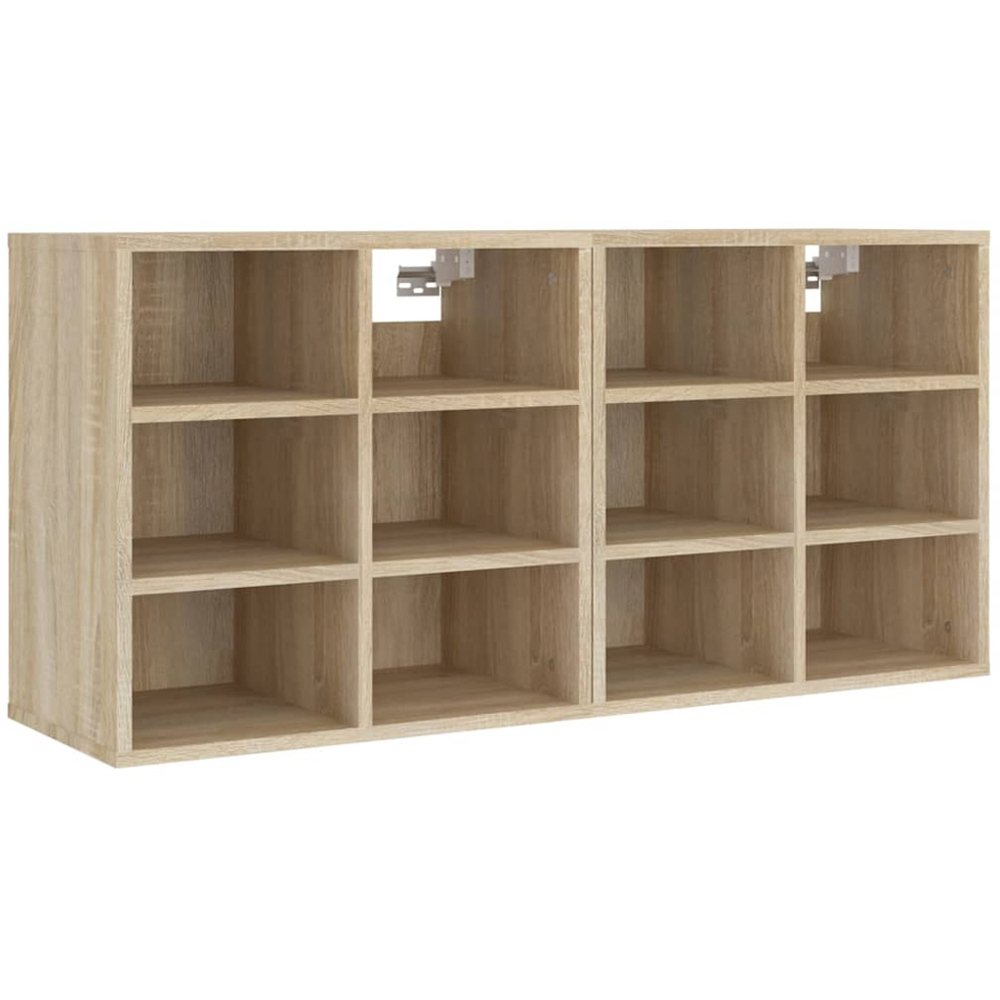 vidaXL 12 Open Shelf Sonoma Oak Shoe Storage Cabinet Set of 2 Image 4