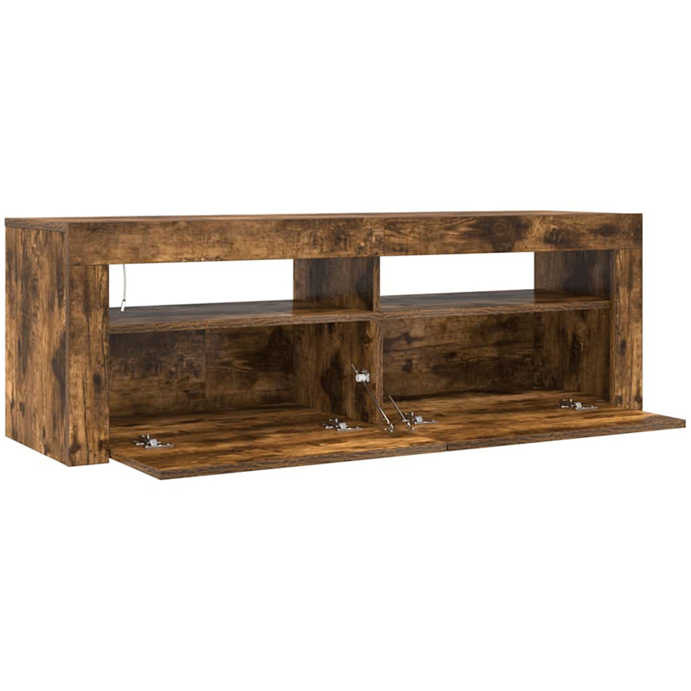 vidaXL 2 Door 2 Shelf Smoked Oak TV Cabinet with LED Lights Image 8