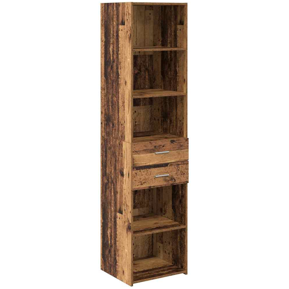 vidaXL 2 Drawer 5 Shelf Old Wood Highboard Image 2