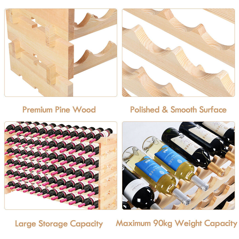 Costway 72 Bottle Wooden Stackable Wine Rack Image 7