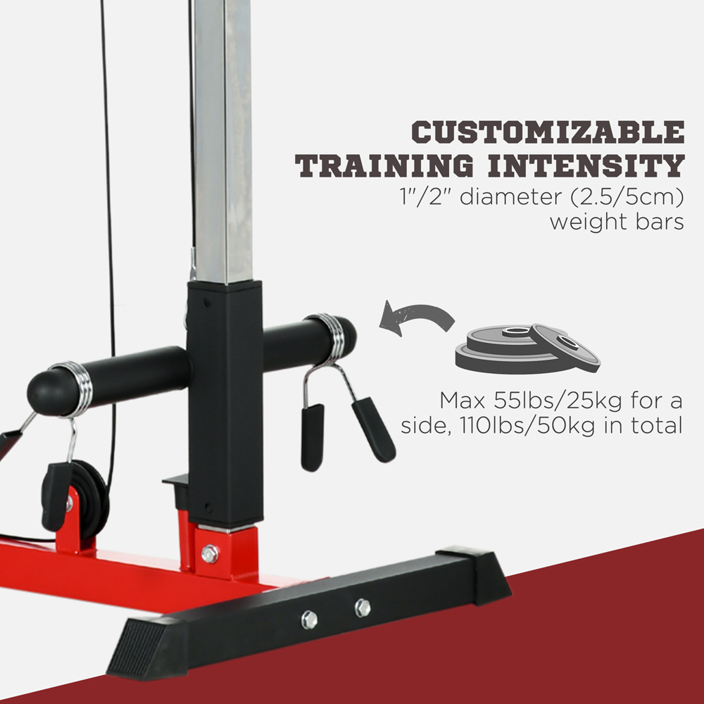 SPORTNOW Red and Black Pull Up Station with Adjustable Seat Image 5