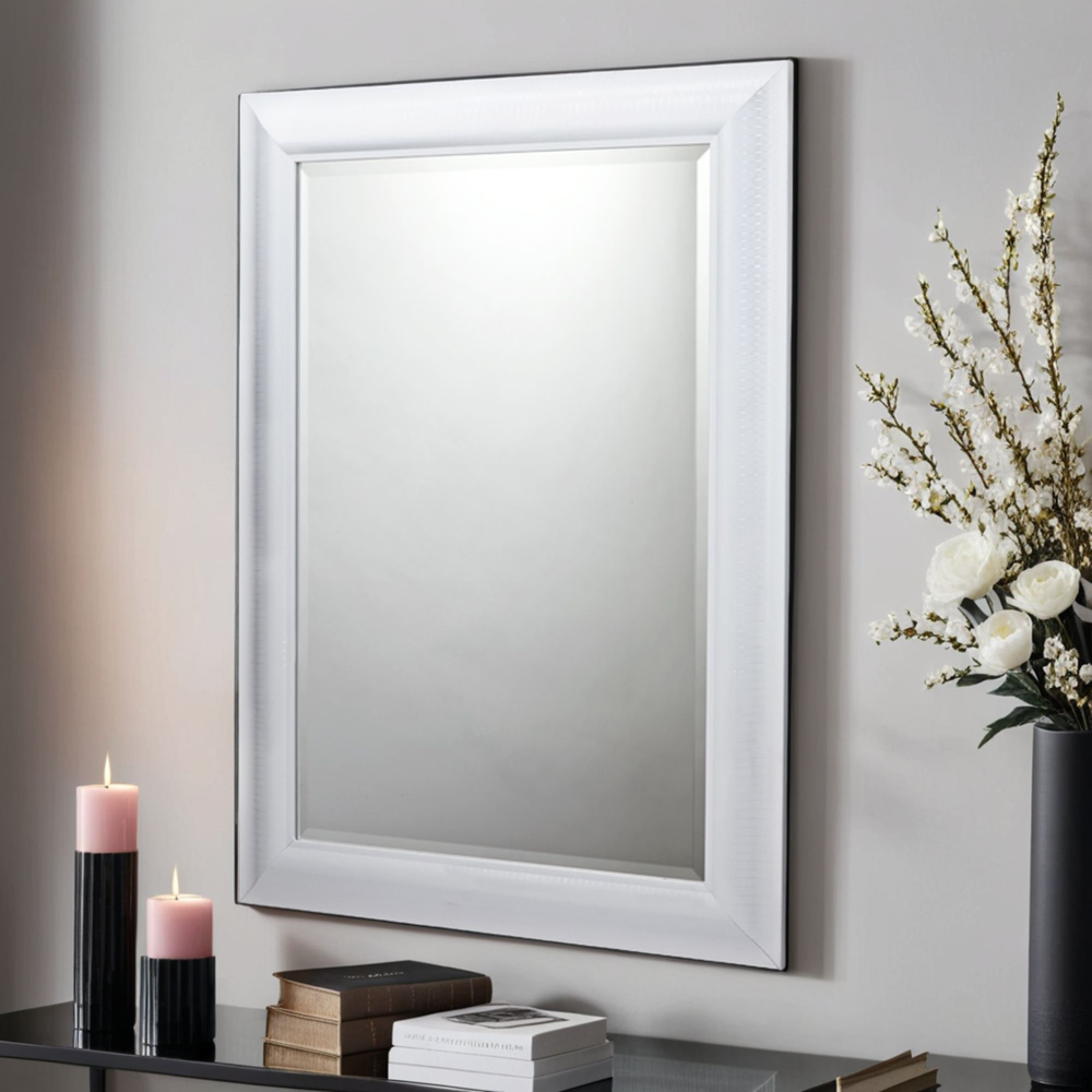Yearn White Textured Wall Mirror 92 x 67cm Image 2