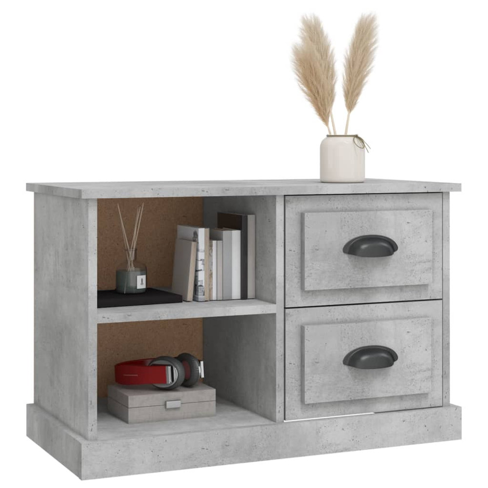 vidaXL 2 Drawer 2 Shelf Concrete Grey TV Cabinet Image 4