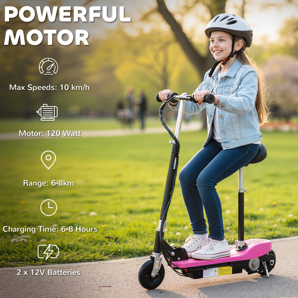 Tommy Toys Pink Foldable Powered Kick Scooter 120W Image 4