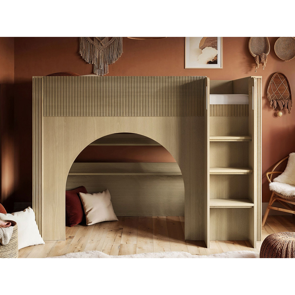 Flair Kaska Single Oak Ribbed Panel Mid Sleeper Bed Image 4