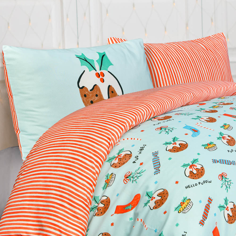 Smart Living Single Christmas Puddings Duvet Set Image 5