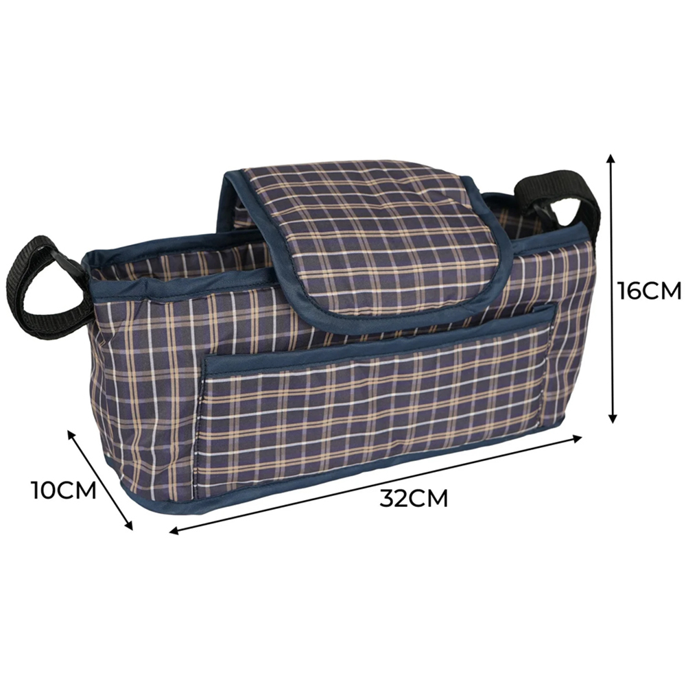 Monstershop Blue Tartan Pet Stroller Caddy Bag Image 5