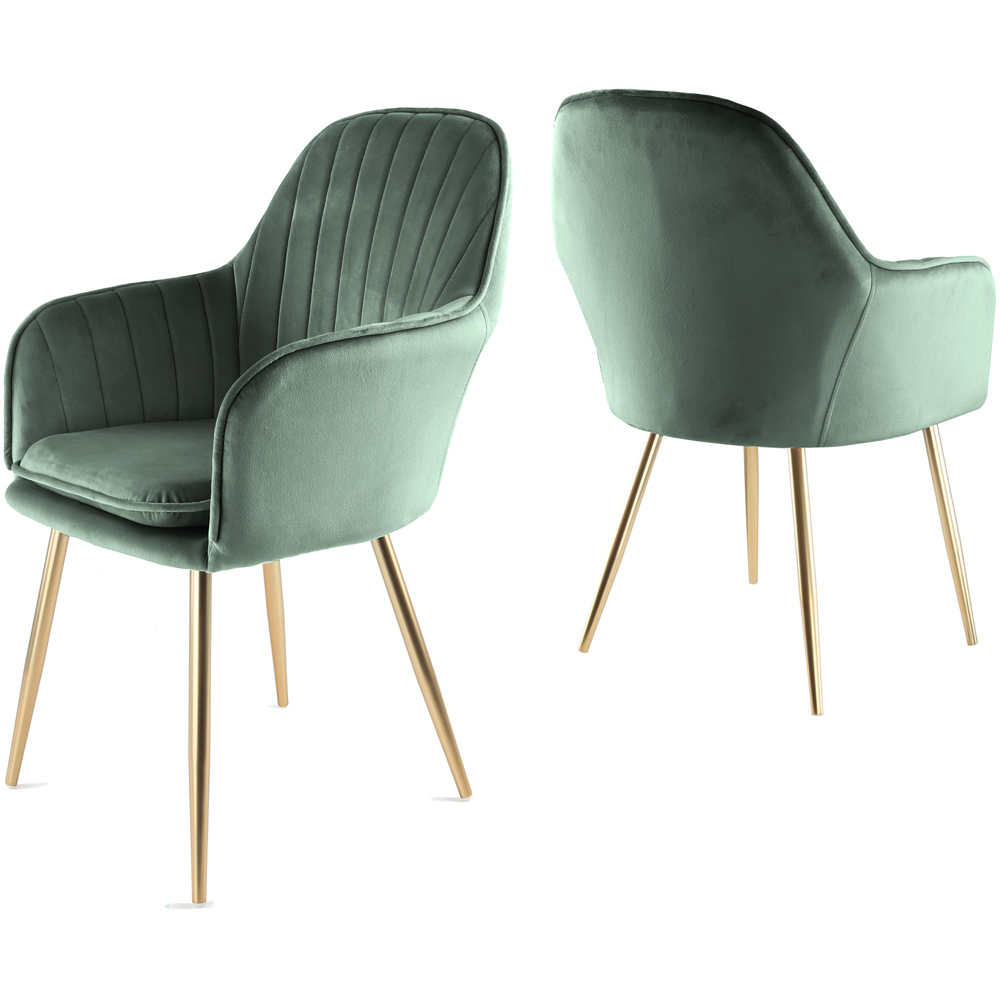 Pair of Muse Accent Chairs in Velvet Upholstery - Green Image 2
