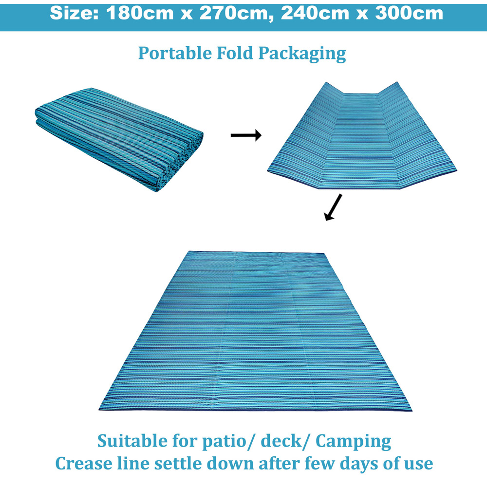 Green Decore Weaver Turquoise Blue Green Camping and Picnic Rug 180 x 270cm Image 9