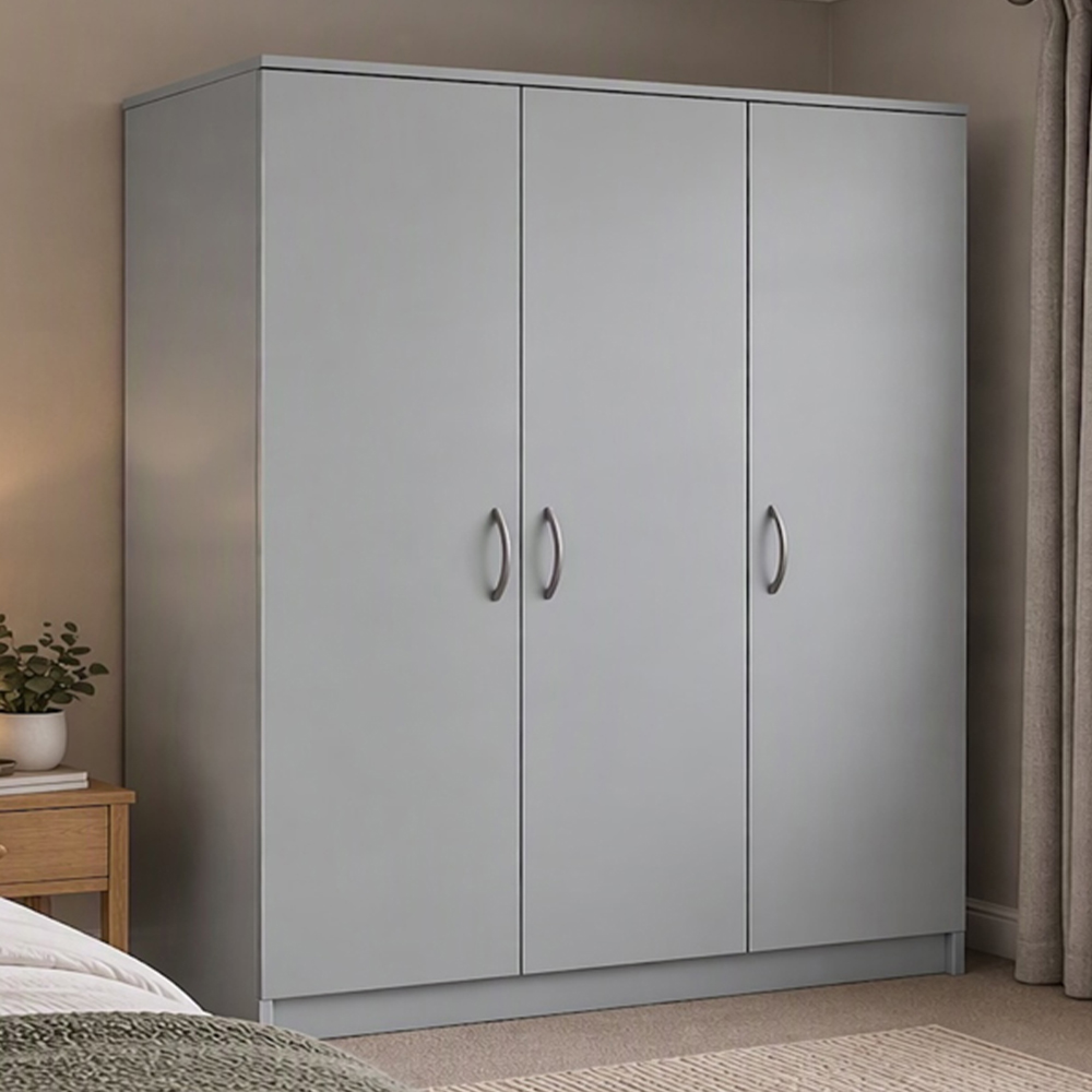TJ'S Venice 3 Door Grey Wide Wardrobe Image 1