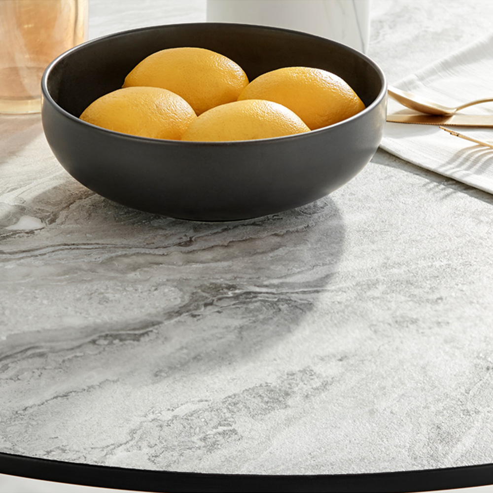 Furniturebox Elissa 2 Seater Round Dining Table White Marble Effect Image 3