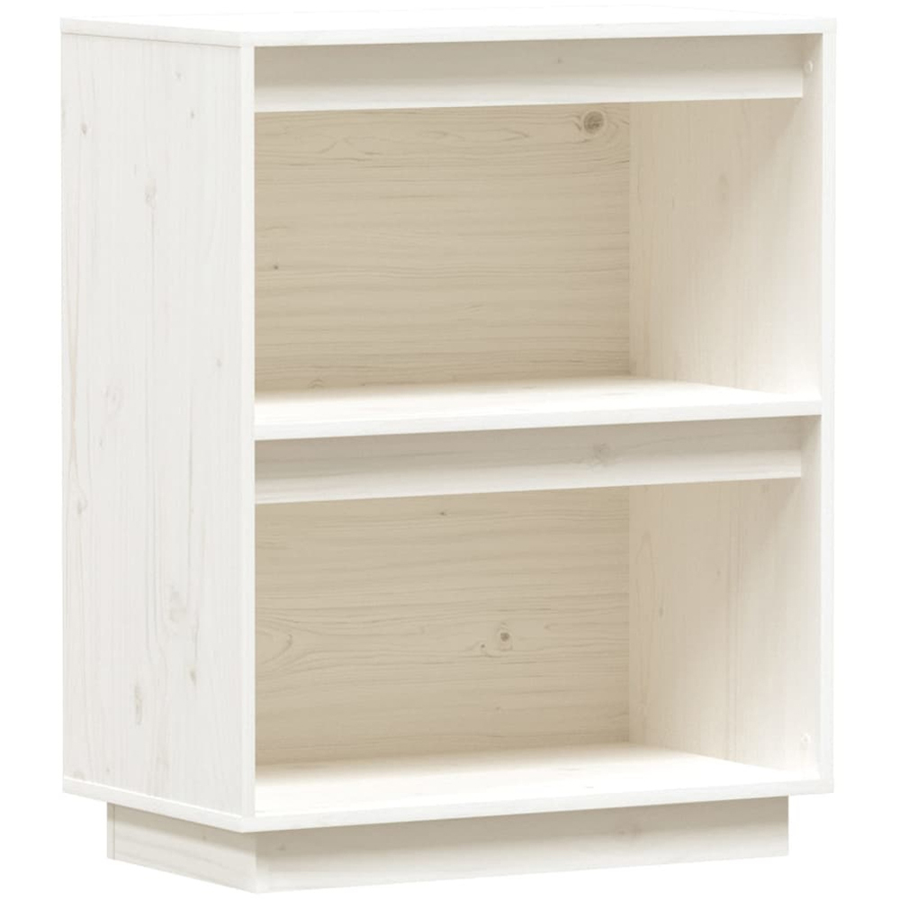 vidaXL 2 Open Shelf White Solid Pine Wood Console Cabinet Image 2