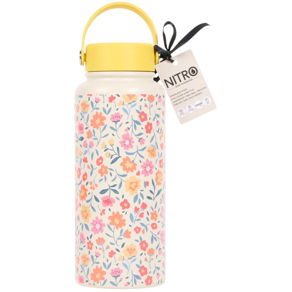Nitro Stainless Steel Floral Water Bottle Image 2