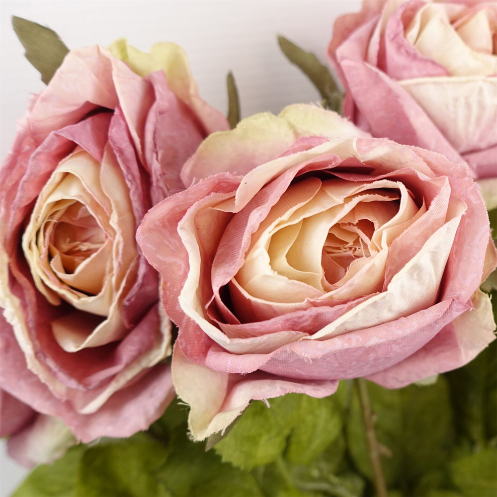 Leaf Light Pink Rose Artificial Stem 70cm 6 Pack Image 4