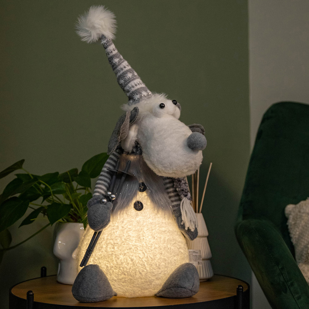 Samuel Alexander Light up Grey Sitting Reindeer Christmas Decoration Image 6