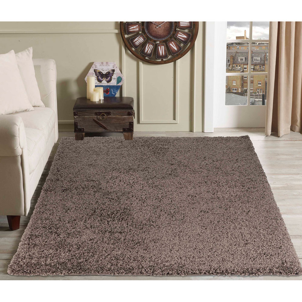 Desire Rugs Oxford Taupe Plain Shaggy Rug 200 x 290cm Image 2