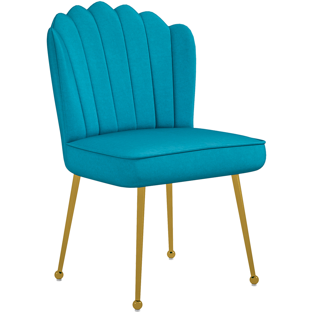 HOMCOM Blue Shell Luxe Velvet Accent Chair with Gold Tone Metal Legs Image 2