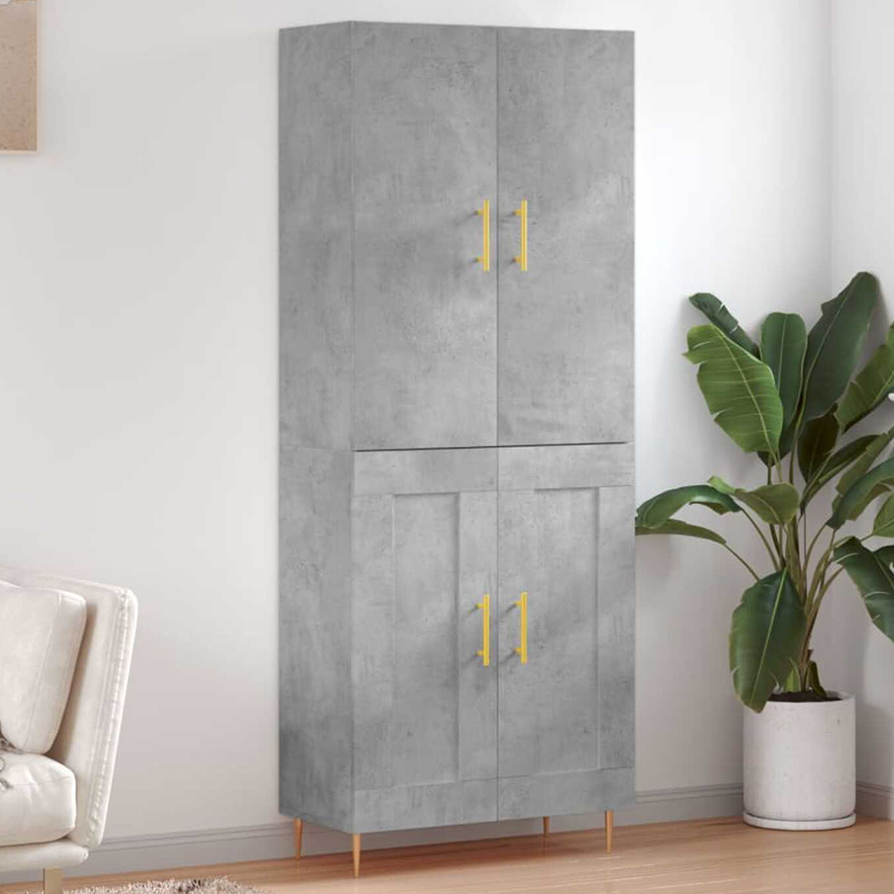 vidaXL 4 Door Concrete Grey Highboard Image 1