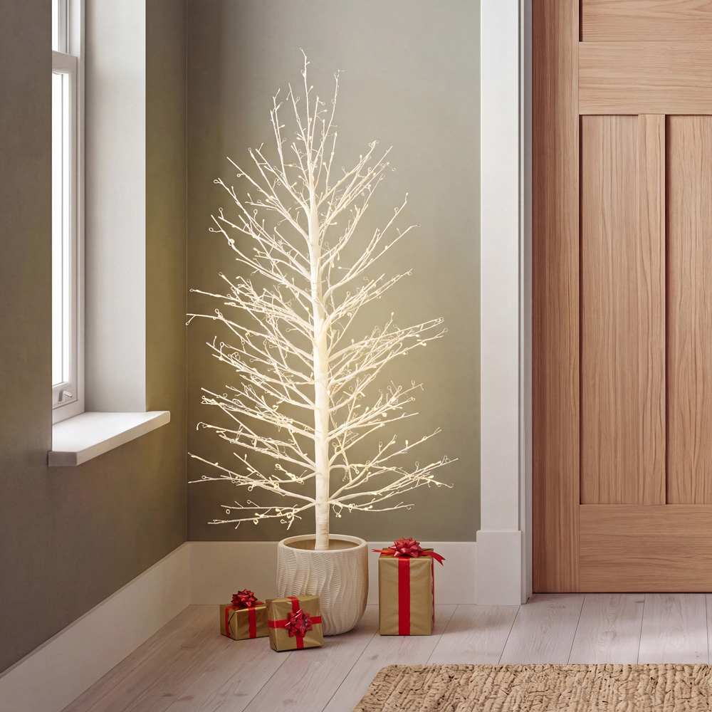 Charles Bentley 400 Twinkling LED Pre-Lit Gold Christmas Twig Tree in Pot 4ft Image 2