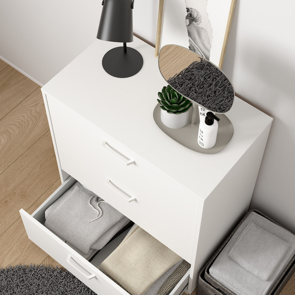 Florence Sofia 3 Drawer White Chest of Drawers Image 5