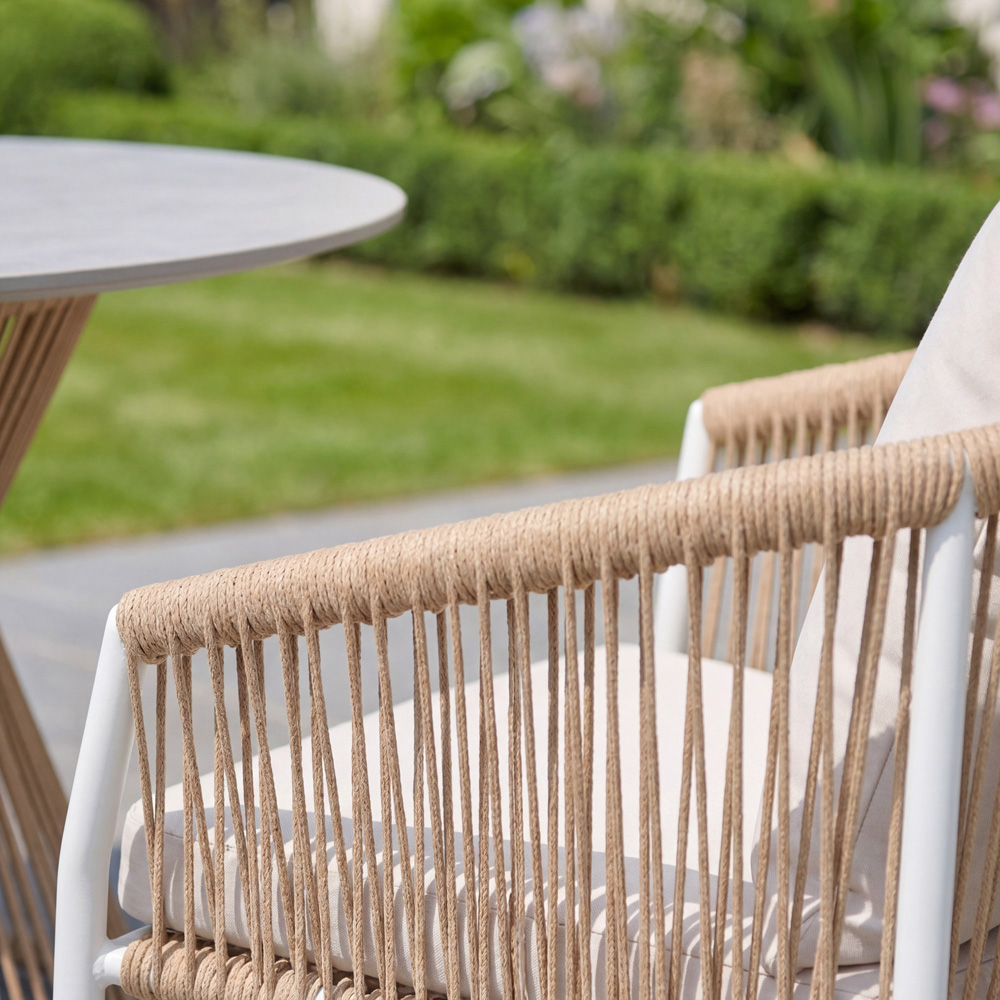 Artemis Home Bellvine 4 Seater White and Natural Patio Dining Set Image 2