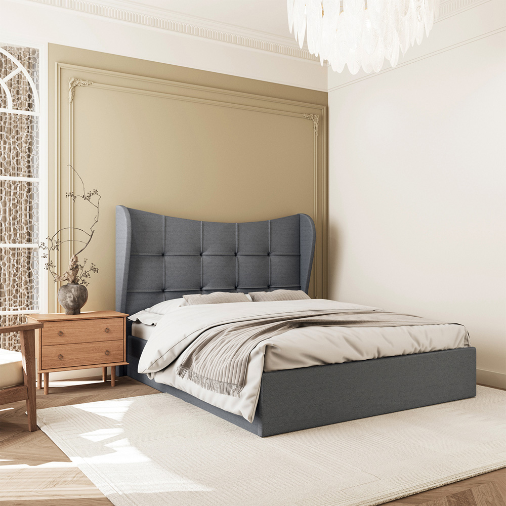 Seconique Verona Double Grey Fabric Gas Lift Ottoman Bed Frame Image 6